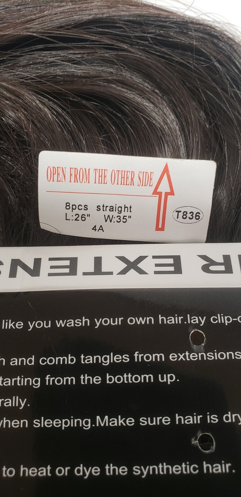 S Nolite 8 Pc- 26 Inch Hair Extensions T836- Open Box W/ Package Very Dark Brown
