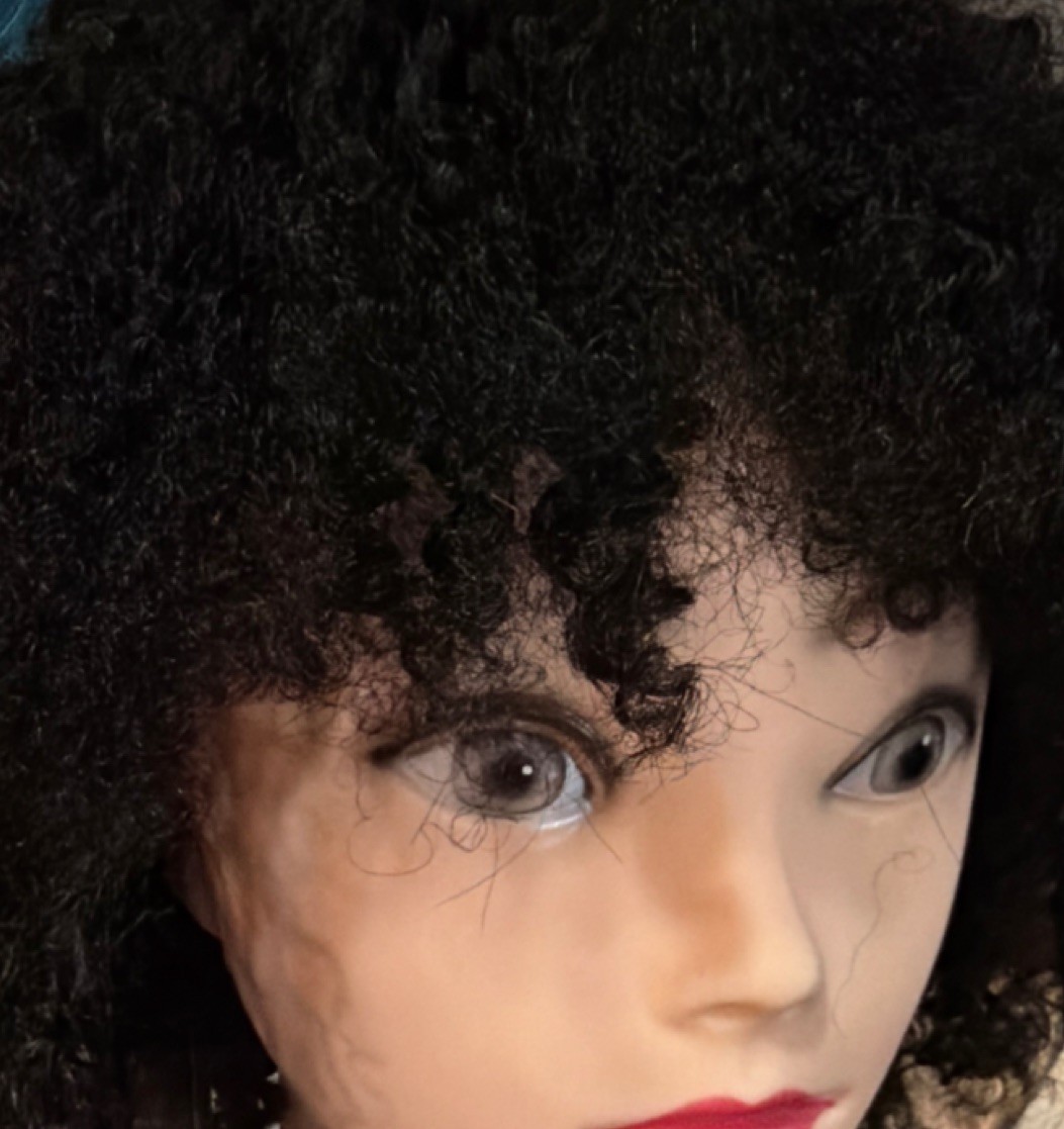 Curly Afro Wig Black 100%human Hair ,Elastic Band Classic Cap 1 Women Set