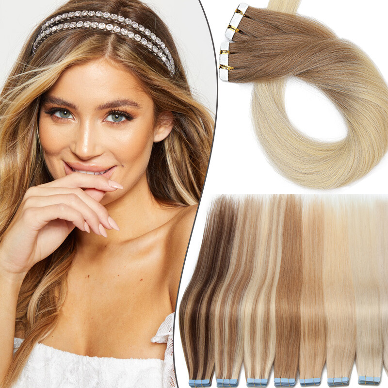 150G Real Thick Tape In /On Human Hair Extensions Real Full Head Skin Weft 60pcs