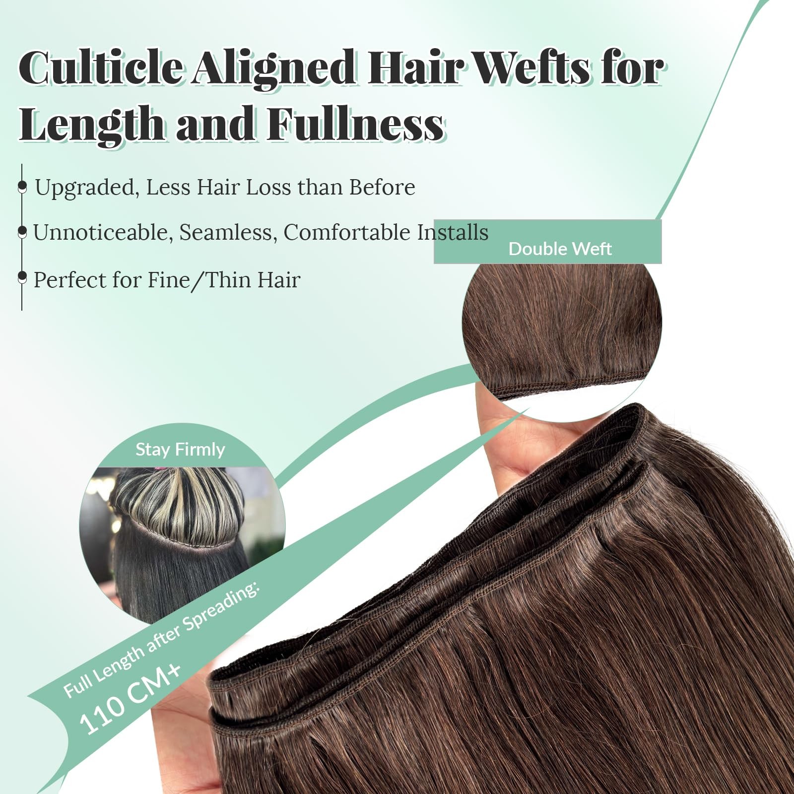 Licoville Weft Hair Extensions Human Hair 18 Inch 2 Dark Brown Sew In Hair