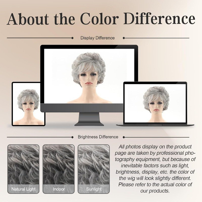 Women Grey Wig Gray Layered Short Beanie Hairpiece Universal Silver Cosplay Wigs