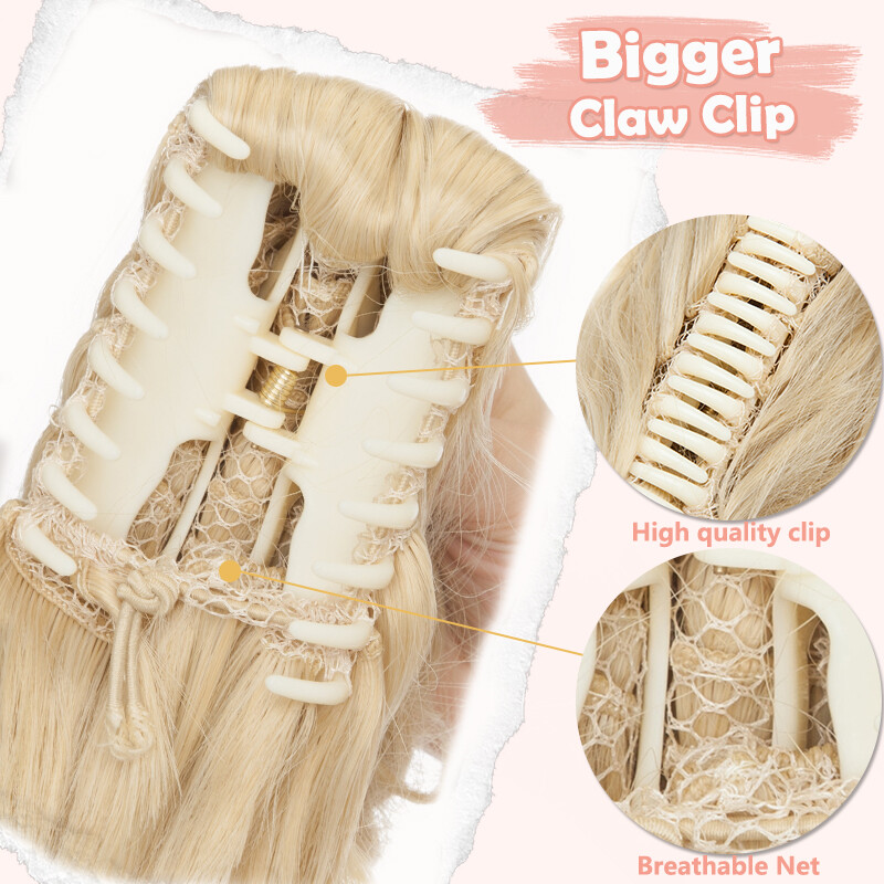 Long Claw On Clip Ponytail Real As Human Natural Wavy Pony Tail Hair Extension