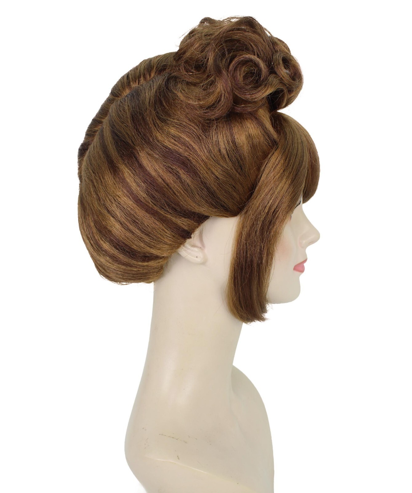 HPO Adult Women’s Dark Brown Beehive Wig with Light Brown Highlights,HW-7157