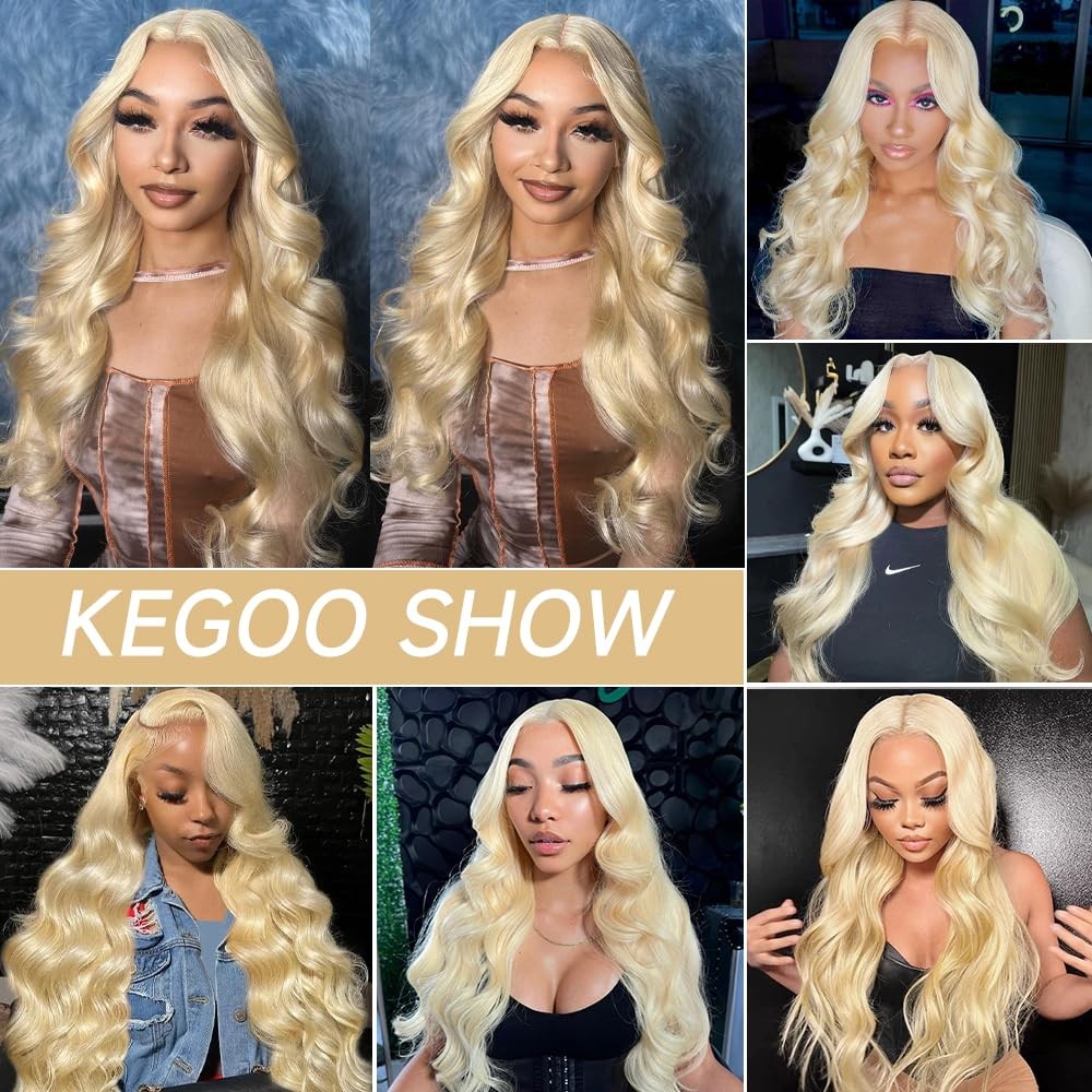 Kegoo 613 13X6 Lace Front Wig Human Hair 28 Inch Blonde Wig Human Hair 200