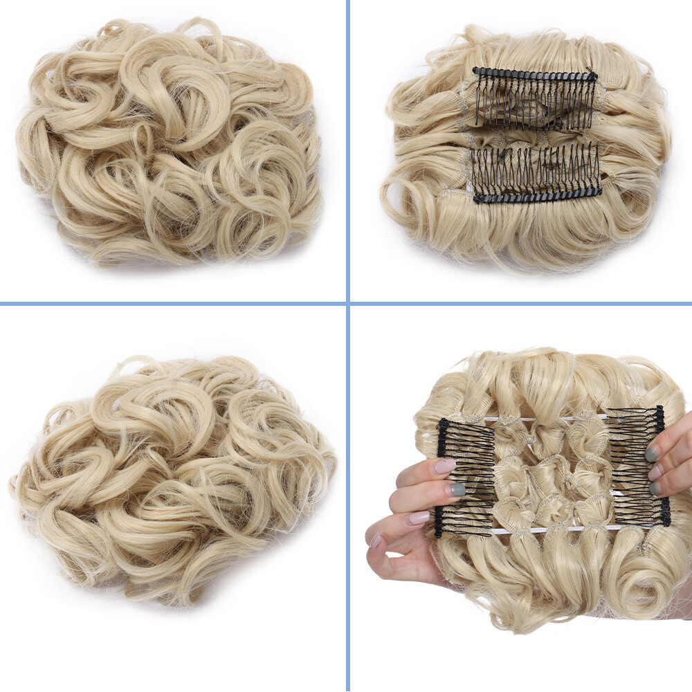 1X Messy Bun Updo Hairpieces Chignon Curly Hair Extensions Natural as Human Hair