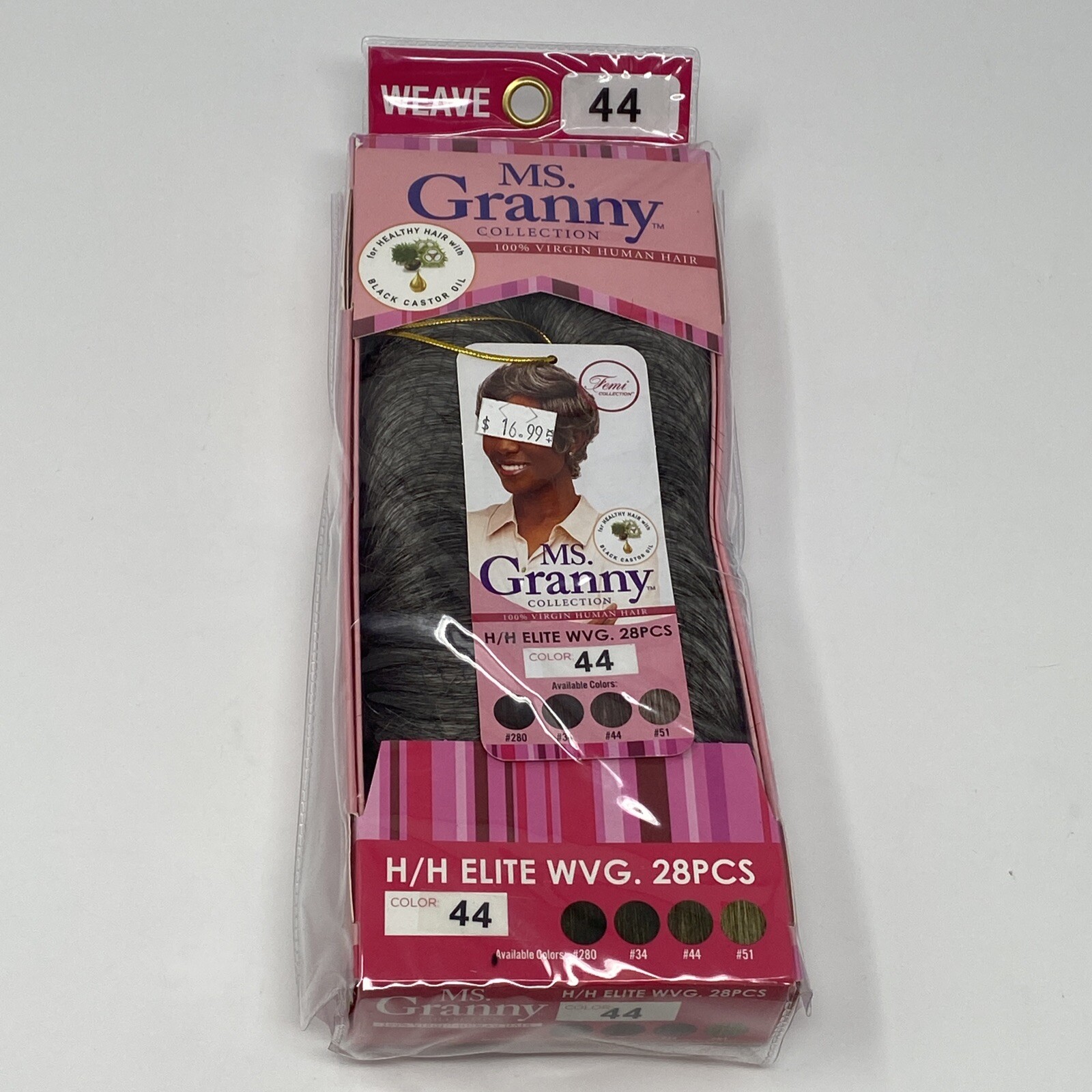 Femi Collection Mail Granny Wig H/H Elite WVG 28PCS Gray Color 44 New