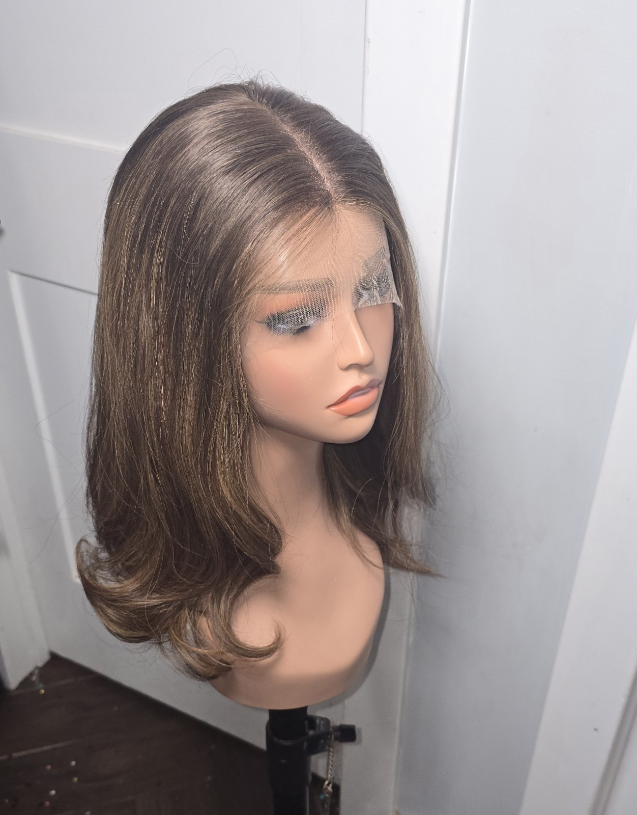 SARZ New York Sheitel Wig Lace Top Human Hair 18in 2/8 Brown Medium