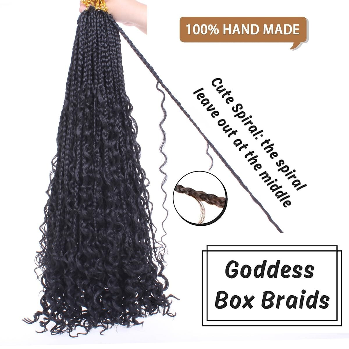 COOKOO 24 Inch Goddess Box Braids Crochet Hair 8 Pack Bohemian Hippie Box Braids