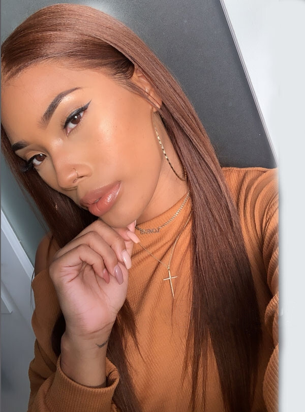 Dark Brown Synthetic Lace Front Wig Long Straight Chocolate Brown Lace Front Wig