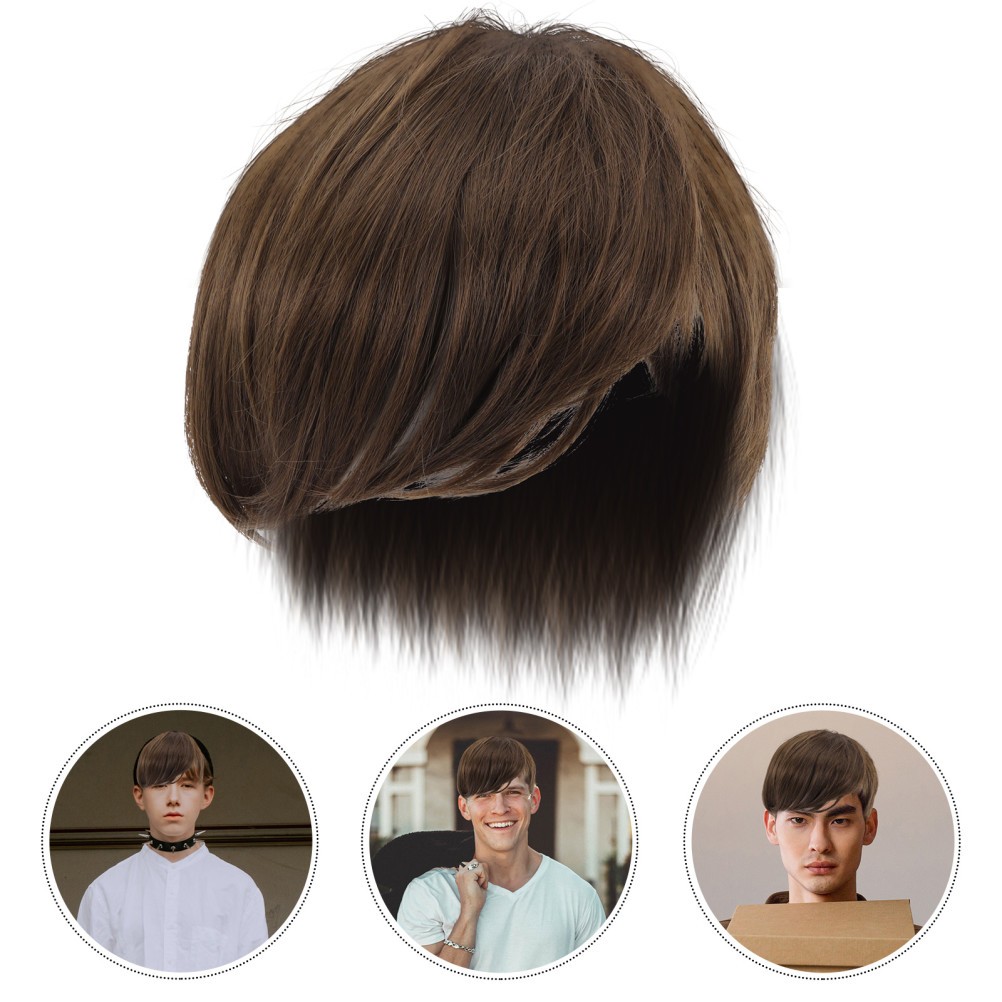 Dark Brown Men Short Synthetic Wig High Temperature Fiber Cosplay Use