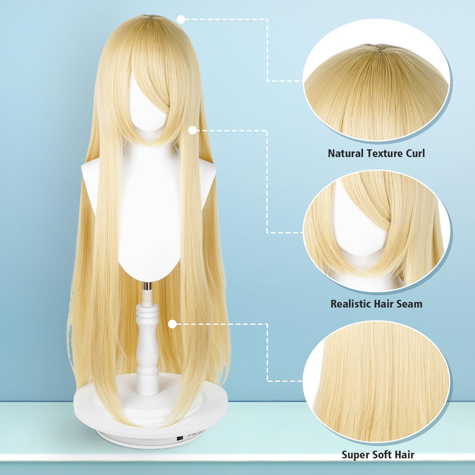 100cm / 40 Inch Long Wig, Universal Costume Wig, Perfect for Party, Festivals…