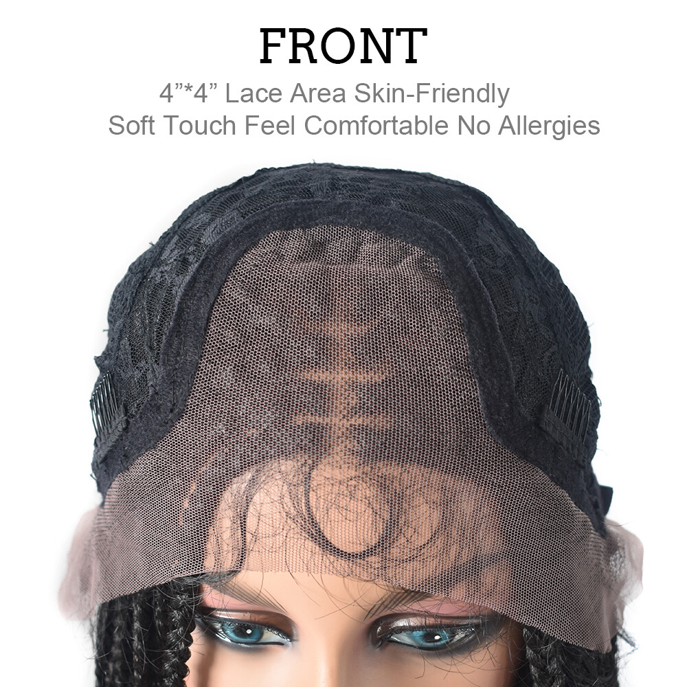 Swiss Lace Front Box Braids Cornrow Short Wig with Baby Hair for Black Women US