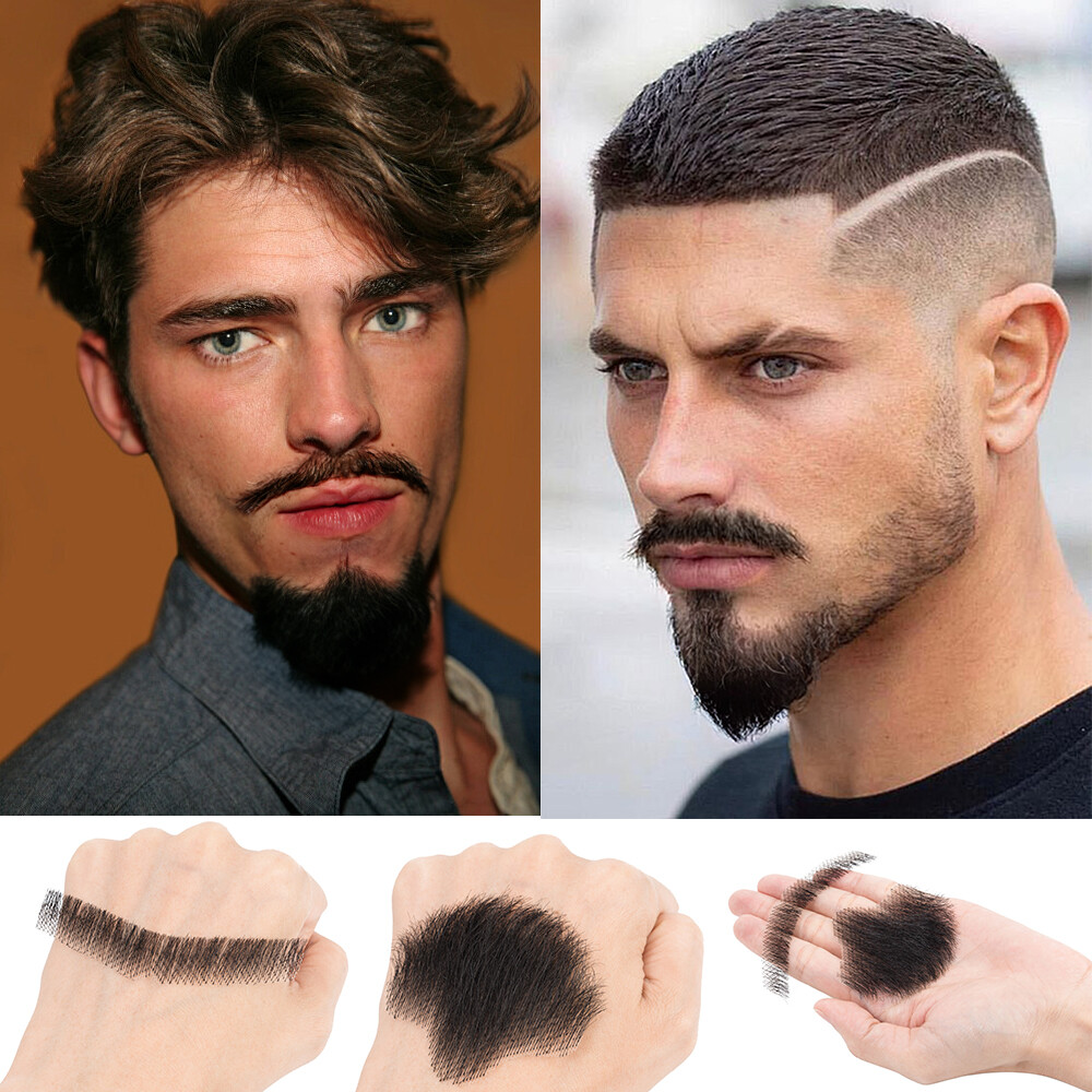 Fake Beard Hand Made Mustache 100% Human Hair Face Beard and Mustache for Adults
