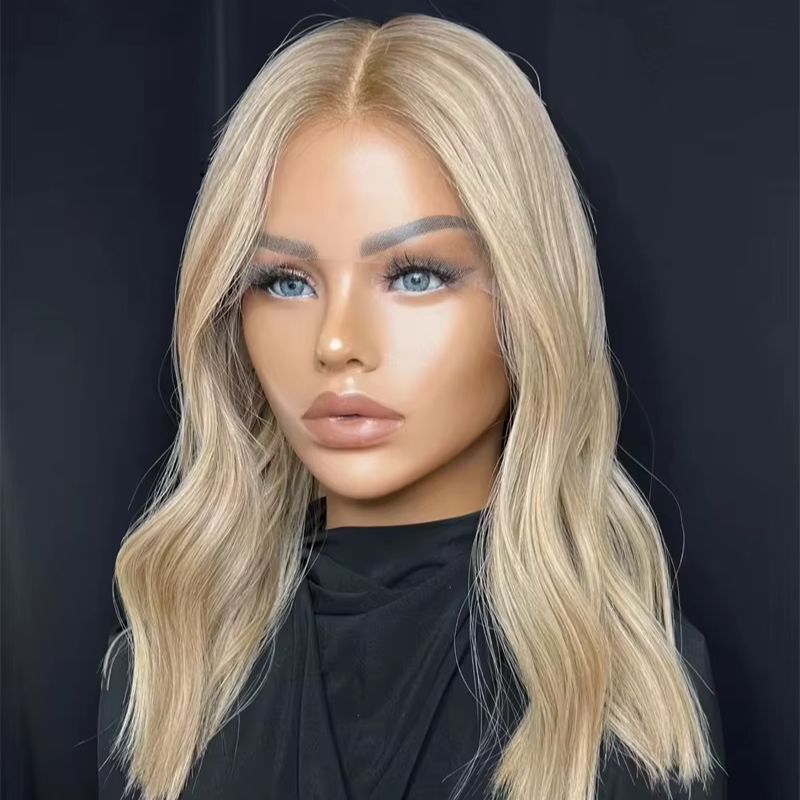 Balayage Blonde Short Body Wave 13×4 Lace Front Wig Remy Human Hair for Women