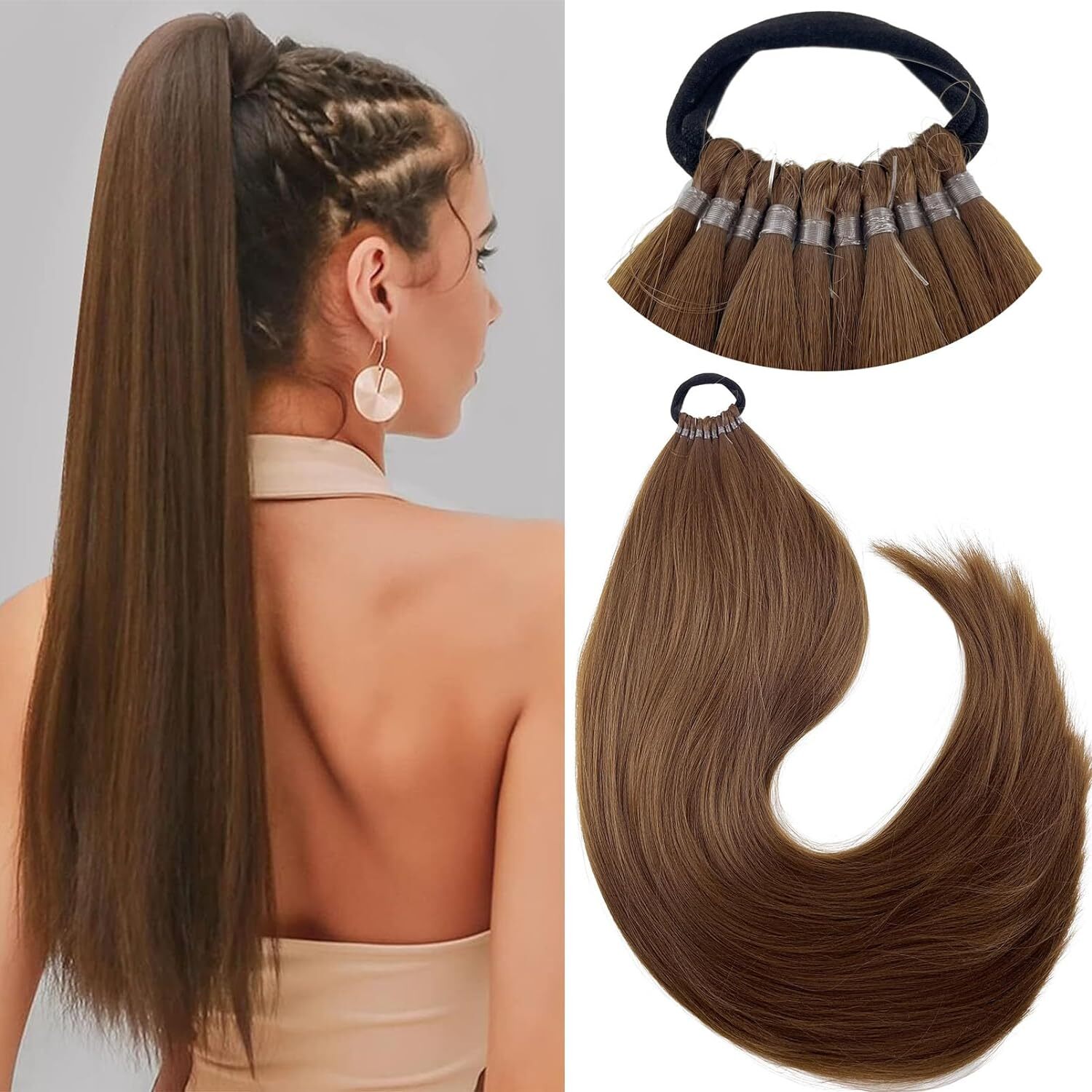 Ponytail Extension Warp Around Pony Tail with Hair Tie 24inch Long Synthetic