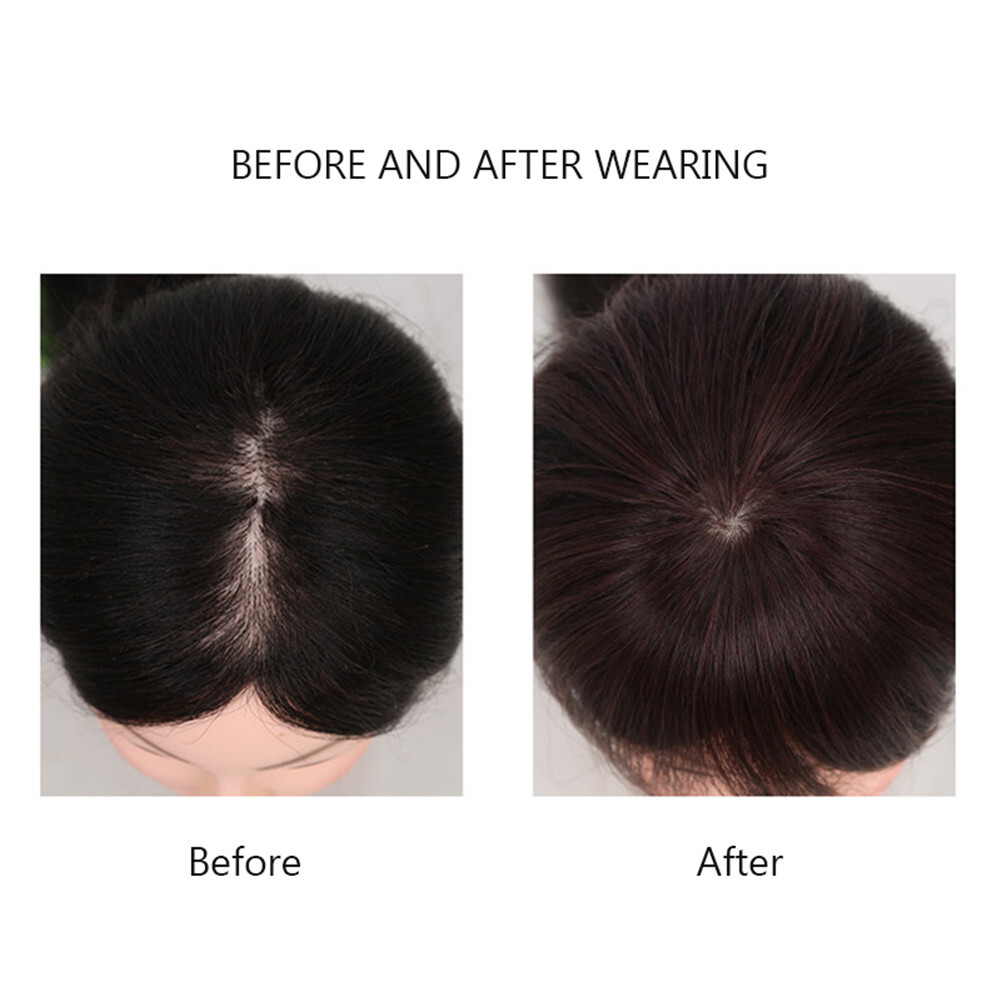 Short Straight Clip in Hair Top Hairpiece for Women Thinning Hair Hair 7x10cm