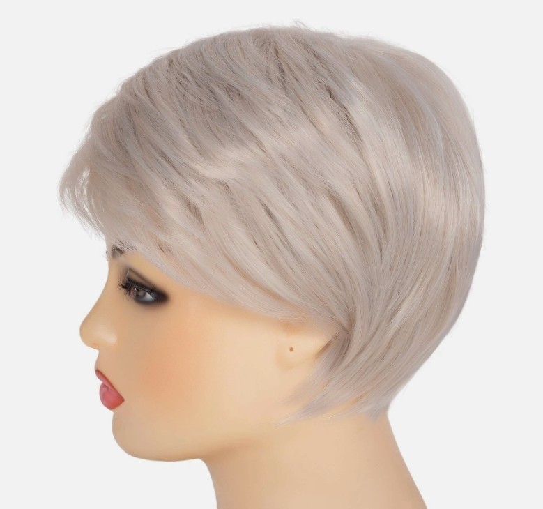 Short Pixie Cut Blonde Mix Grey Wigs for White Women Fluffy Synthetic Hair Wo…