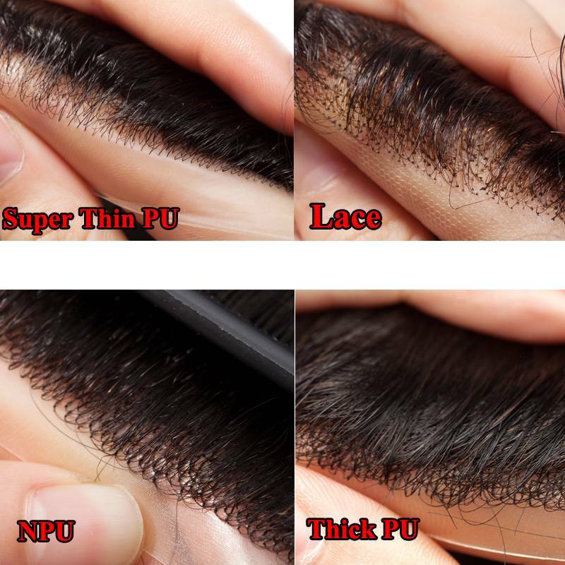 Fine Mono Toupee Men’s Hairpiece Human Hair Replacement System Hand Tied Wavy US