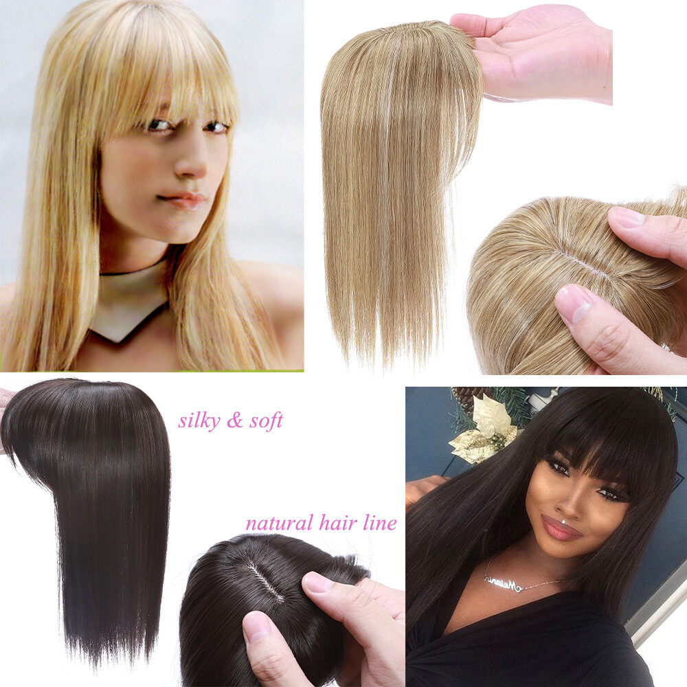 Topper Synthetic Hairpiece with Bangs Toupee Extension For Thinning Hair Woman