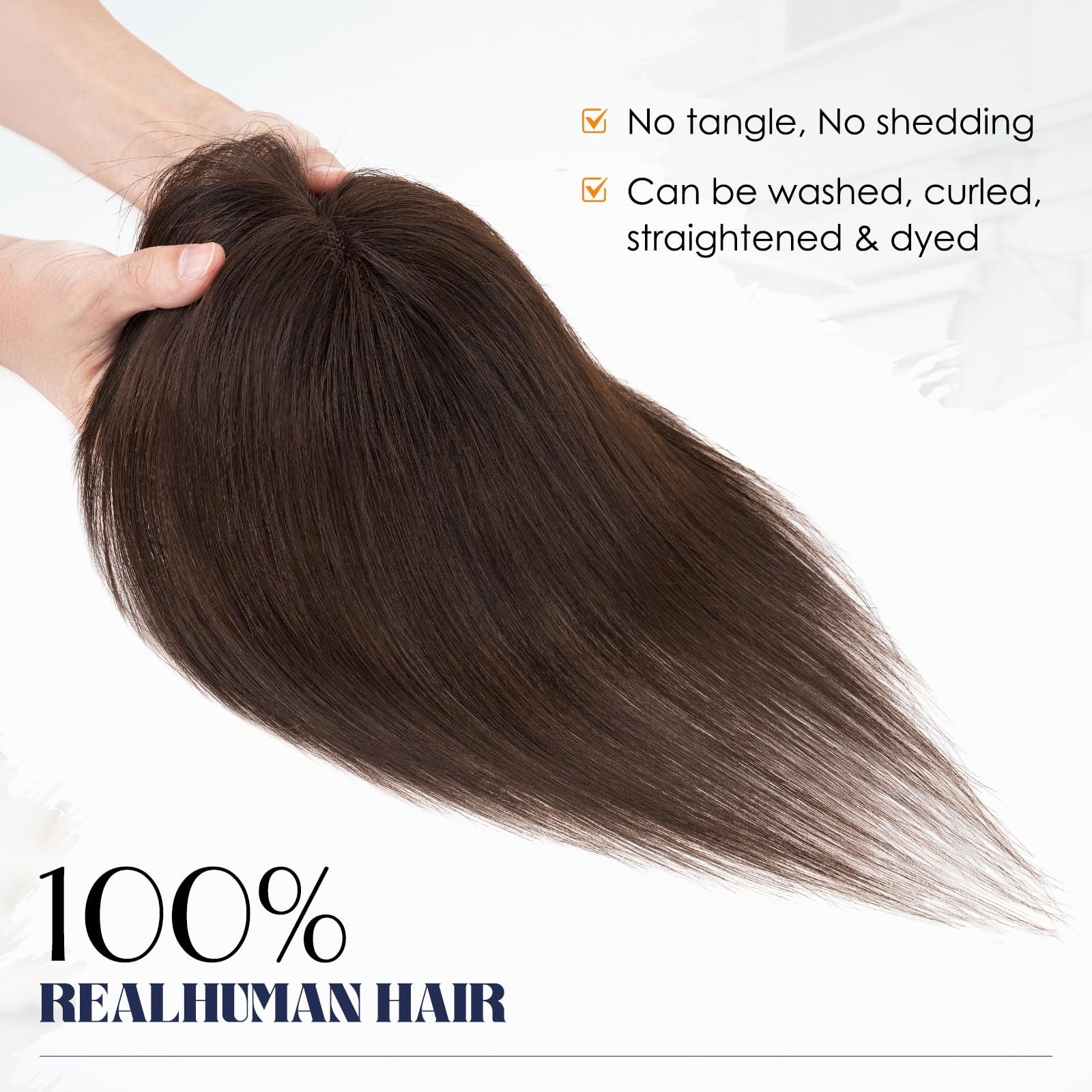 My-Lady Human Hair Toppers For Women Real Human Hair Air Bangs Hand-Tied Thin 8