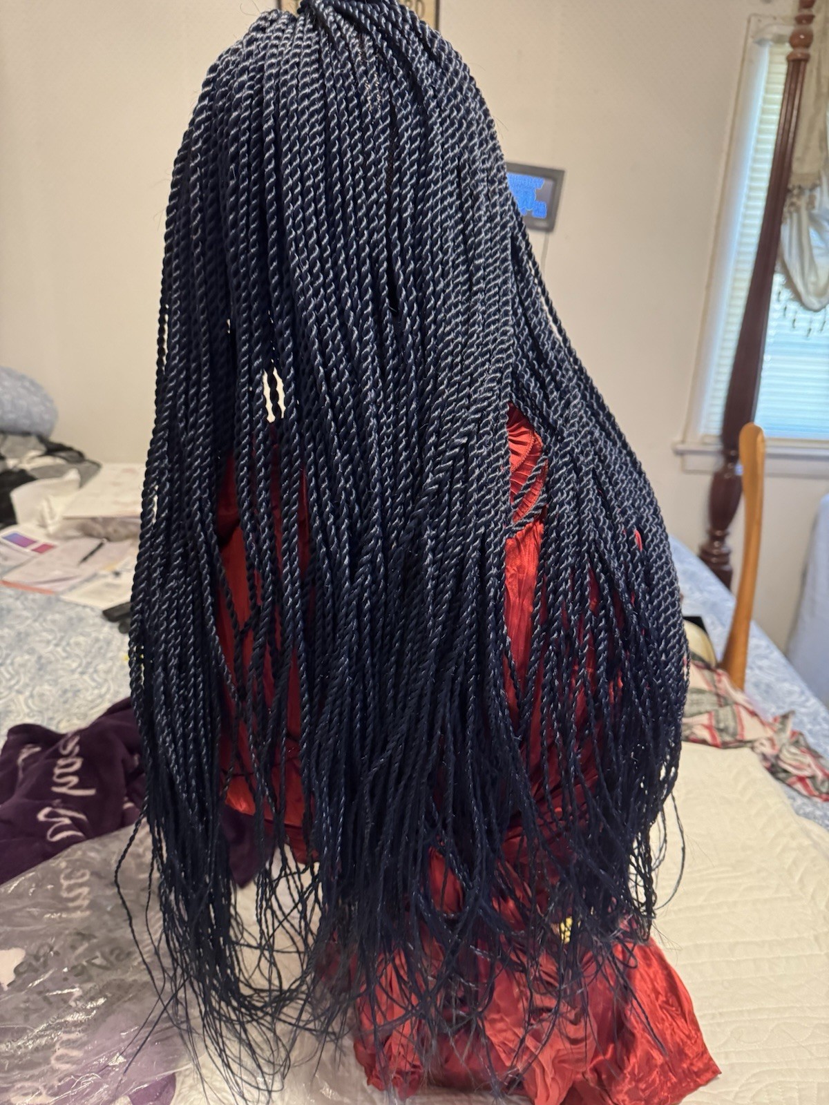 Braided wig Twist Wig 26 Inches Long. Color Twisted Black Blue Braids