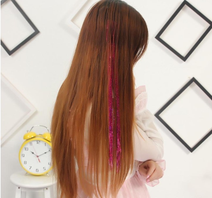 Sparkle Hair Tinsel Holographic Glitter Extensions Highlights False Hairstyling