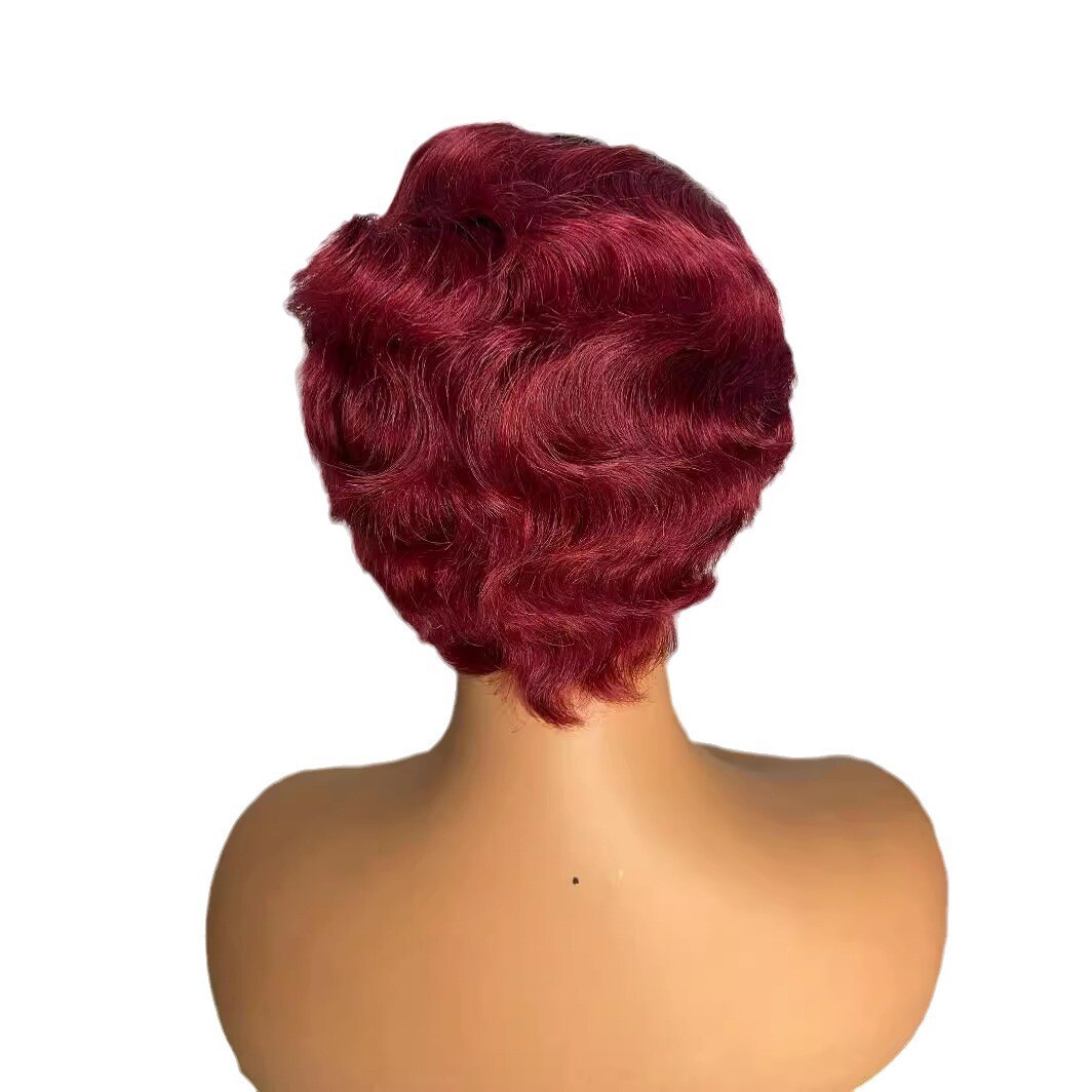 Short Finger Wave Pixie Highlight 13x4x1 Lace Front 100% Human Hair Wigs L Part