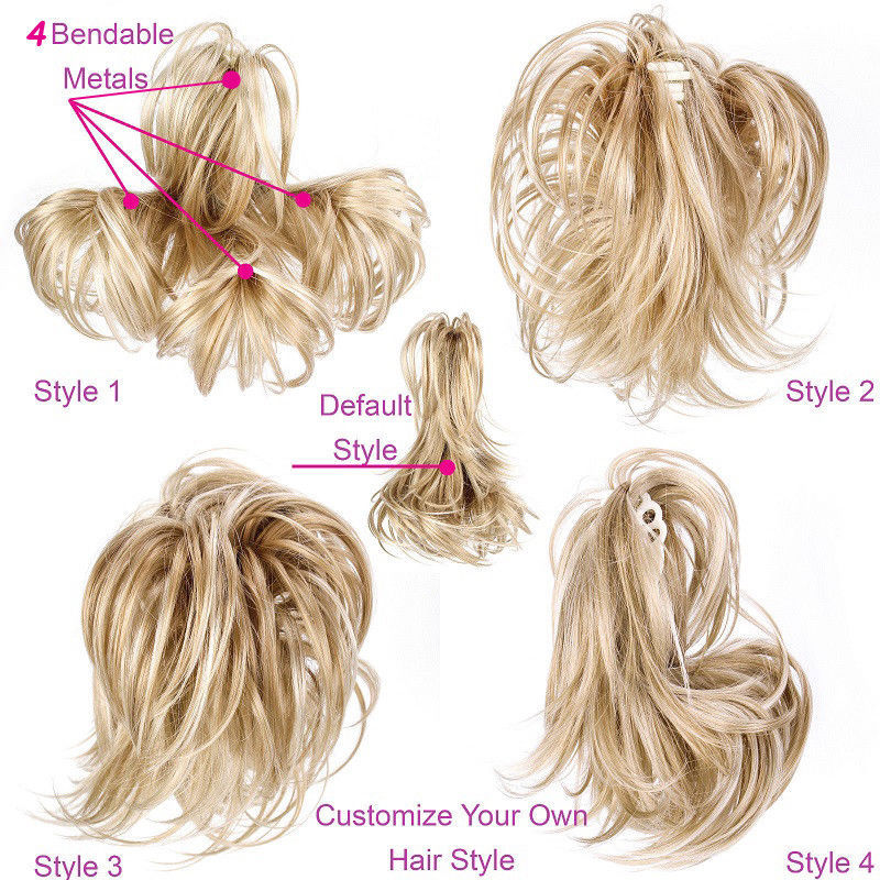 12″ Short Ponytail Hairpiece Claw Clip On Flexible Messy Hair Extensions Soft US
