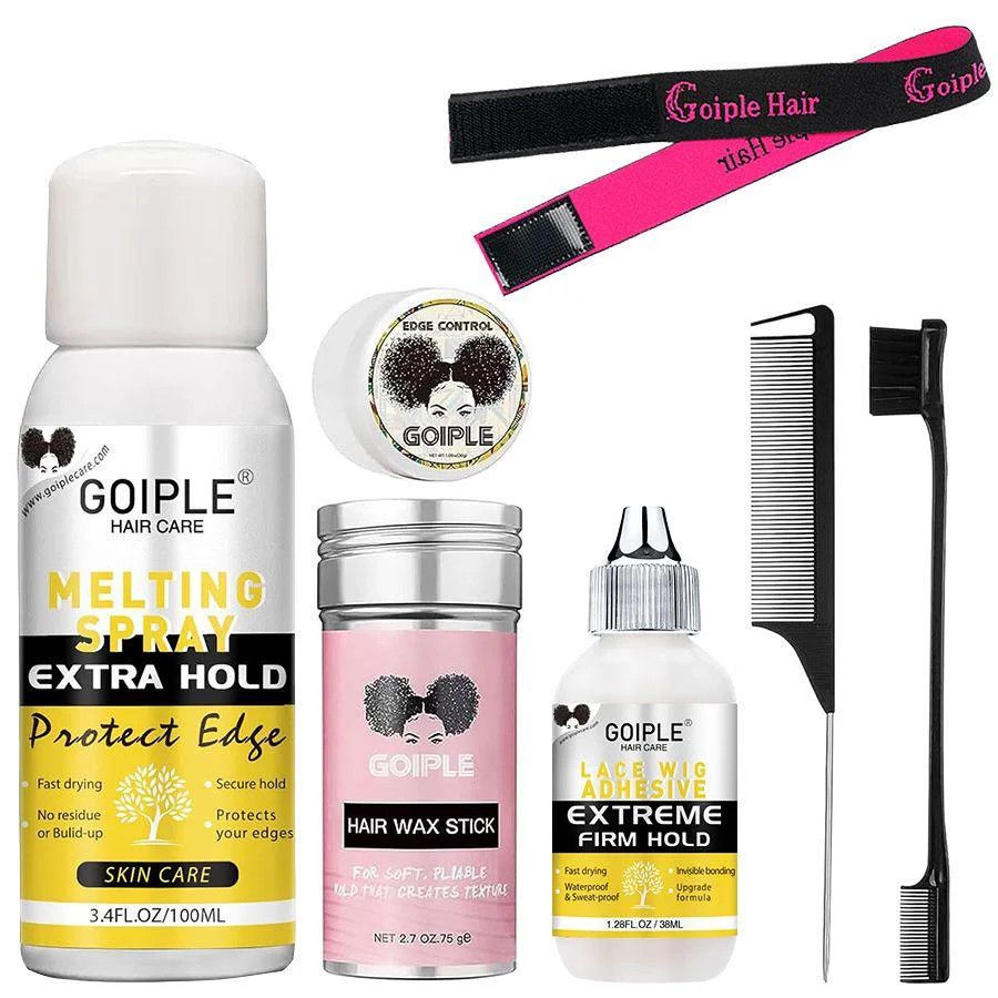 Goiple Lace Melting Spray Kit with Wig Glue Hair Wax Stick Waterproof Strong Hol