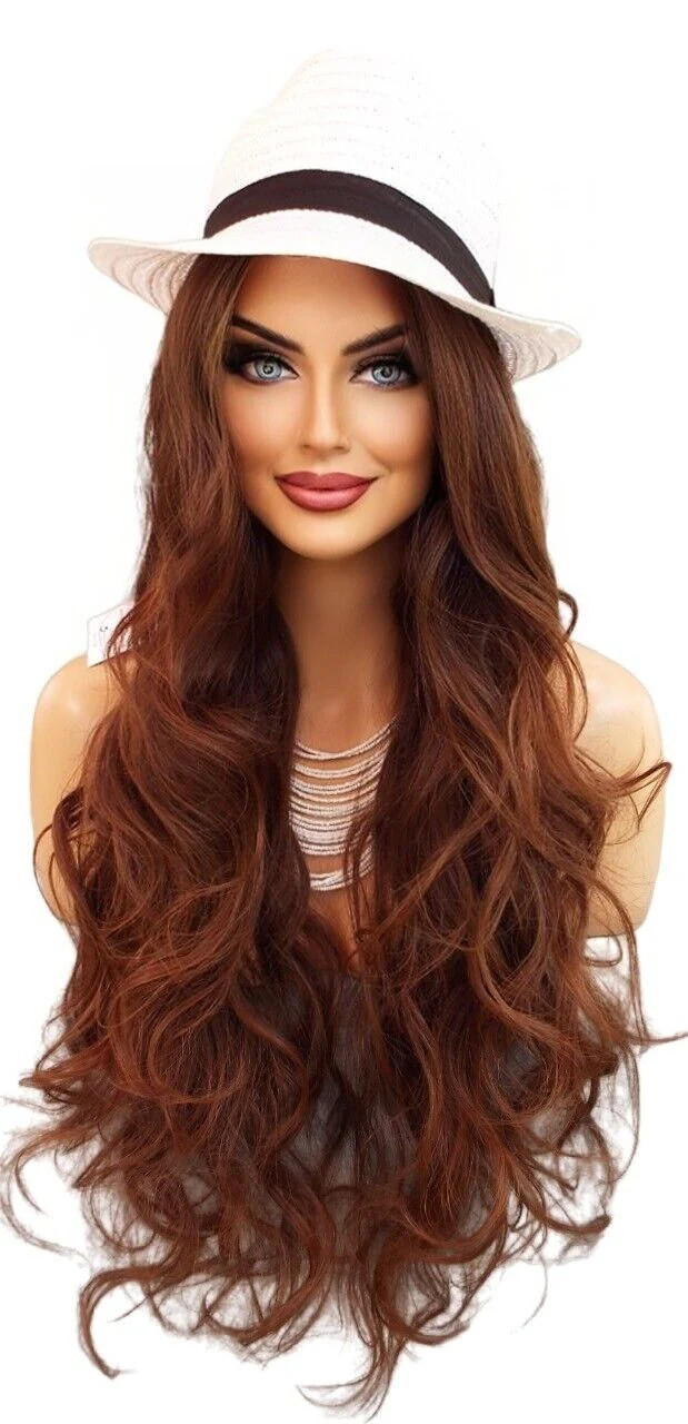 LONG WAVY HAND TIED LACE FRONT HEAT FRIENDLY WIG CLR T4.30 STUNNING US SELL 485