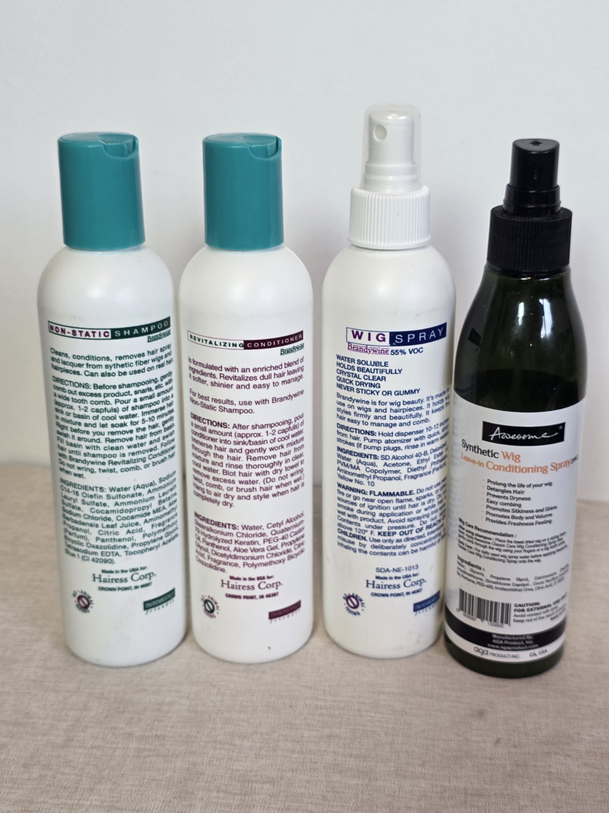 Brandywine Wig Hair Care Product Lot of 4 Shampoo Conditioner HS Leave In