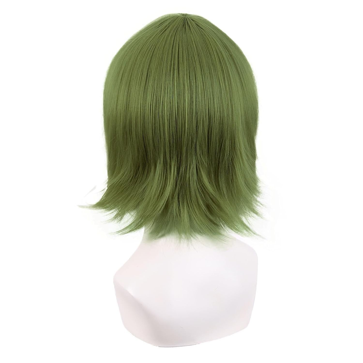 Heat Resistant 12 Inch Olive Green Short Wig with Bangs – Modern Cosplay