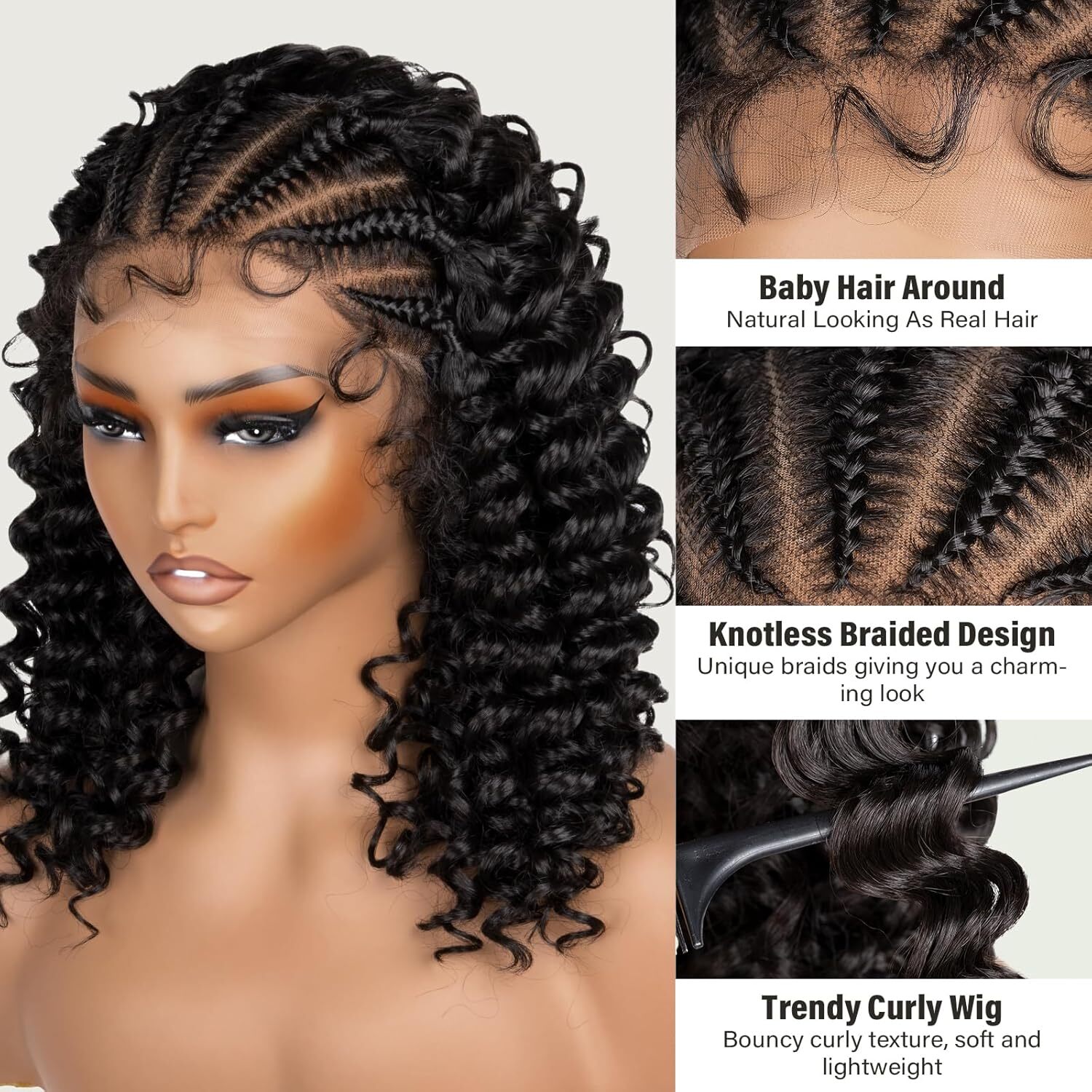 Braided Wigs 100% Human Hair 13X4 Lace Front Wig Braided Wigs