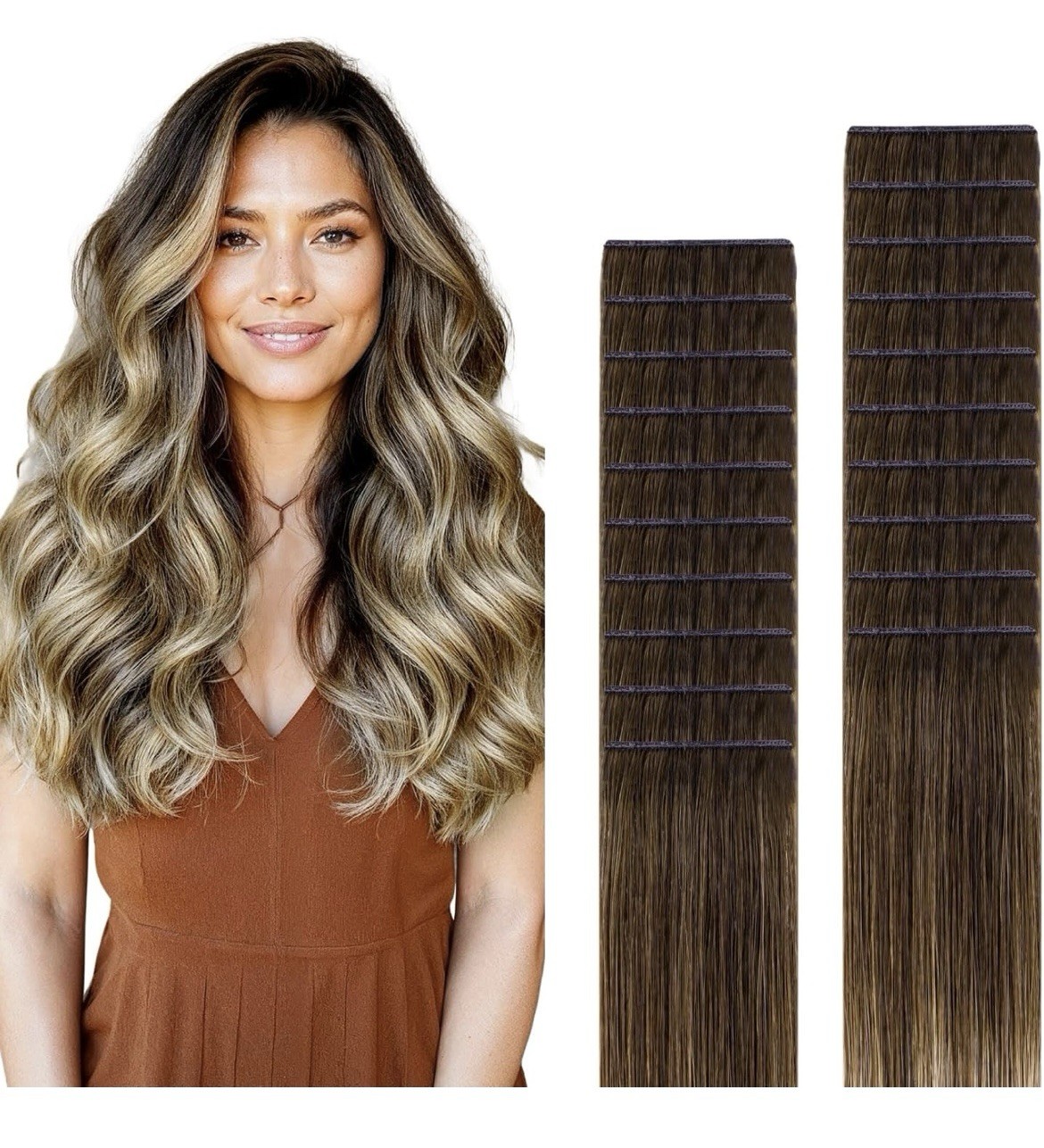 GOO GOO 14 IN GENIUS INVISIBLE WEFT TAPE IN HAIR EXTENSIONS – BLONDE AND BROWN