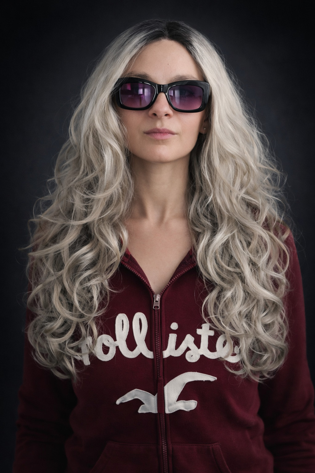 30″ Platinum Blonde Lace Front Wig Long Wavy Curly Silver Blonde No Glue
