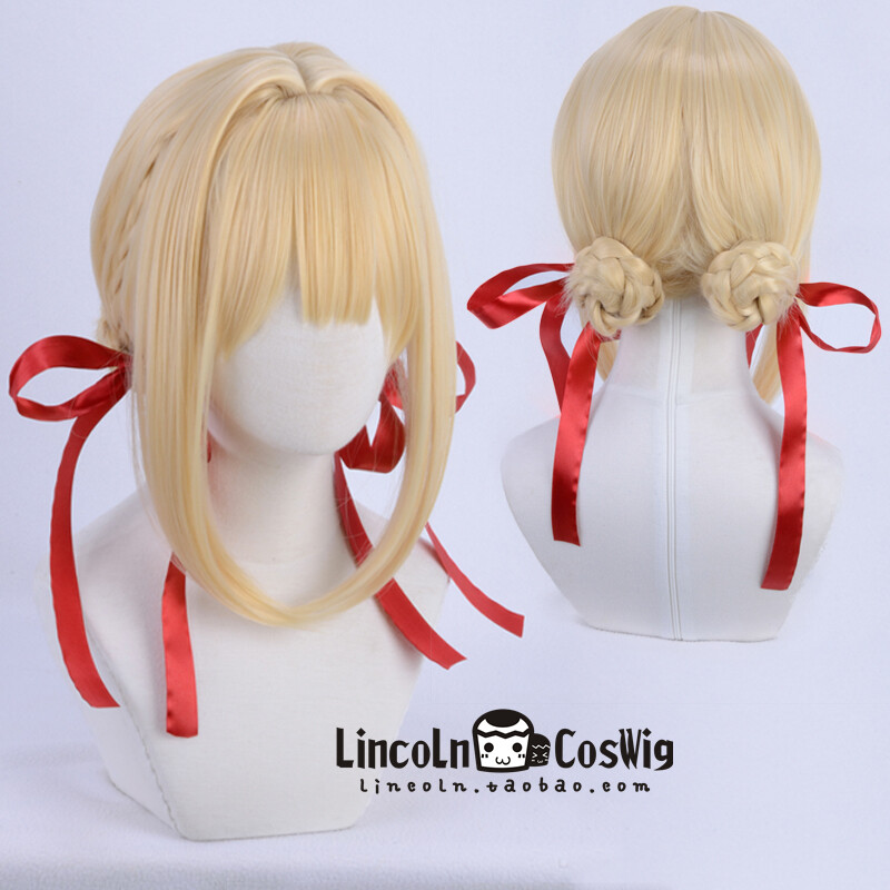 Anime Violet Evergarden Auto Memory Doll Cosplay Wig Light Golden Braid Hair