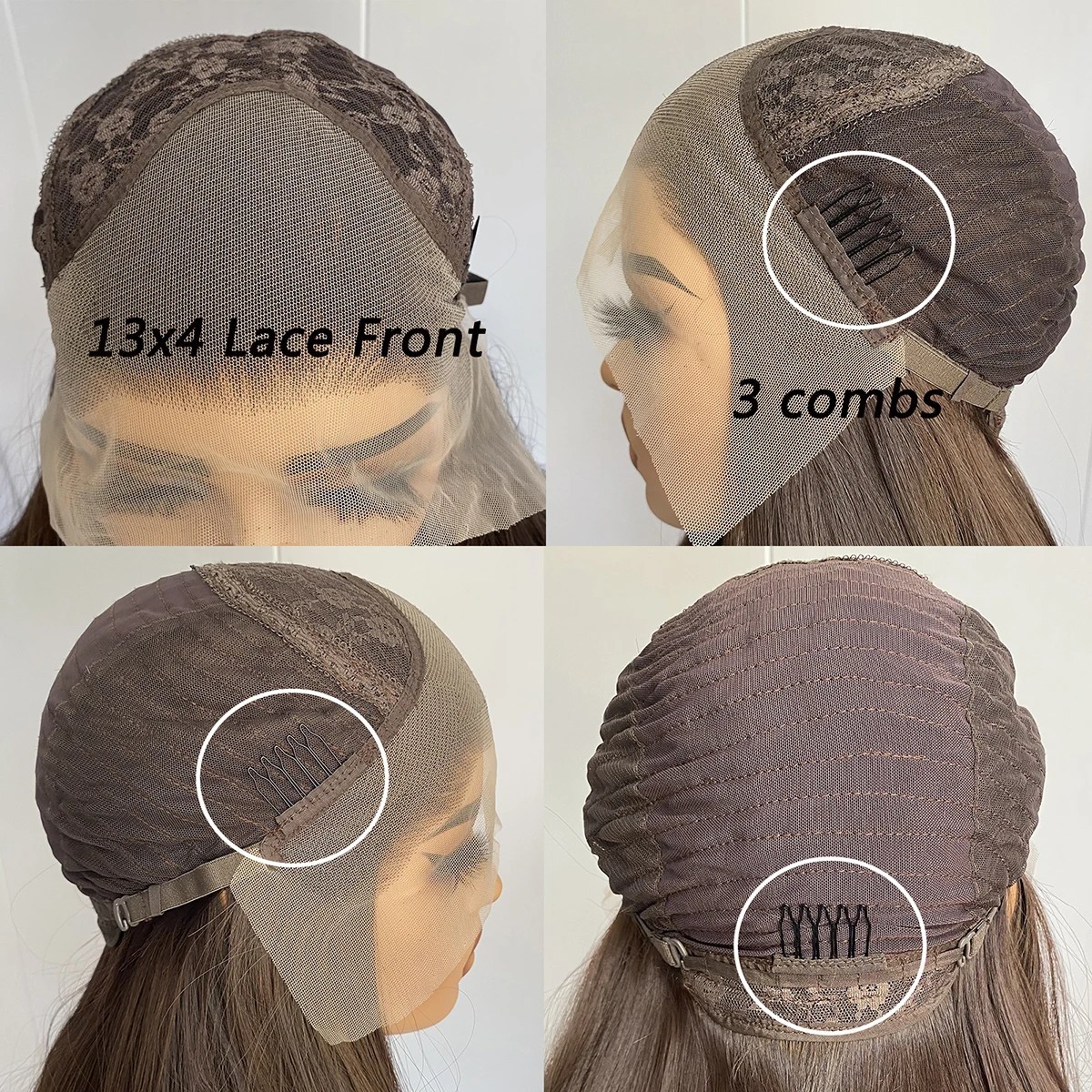 Synthetic Hair Heat Resistant Women Brown Long Wavy Frontal Lace Wigs