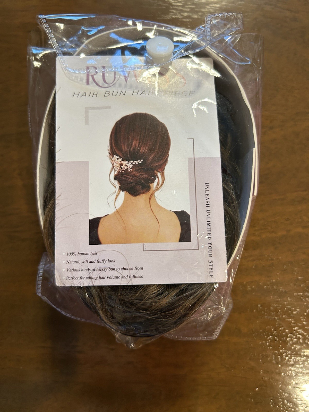 Beautiful Brown Real Hair Bun Extension Hair Piece by Ruwiss Made in China