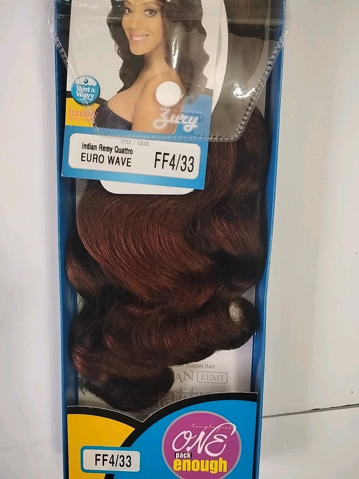 Indian 100% Remy Hair Zury Euro Wave ,Wet And Wavy color FF4/33