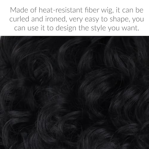 Miss U Hair Unisex Men Adult Short Curly Natural Black Color Cosplay Costume