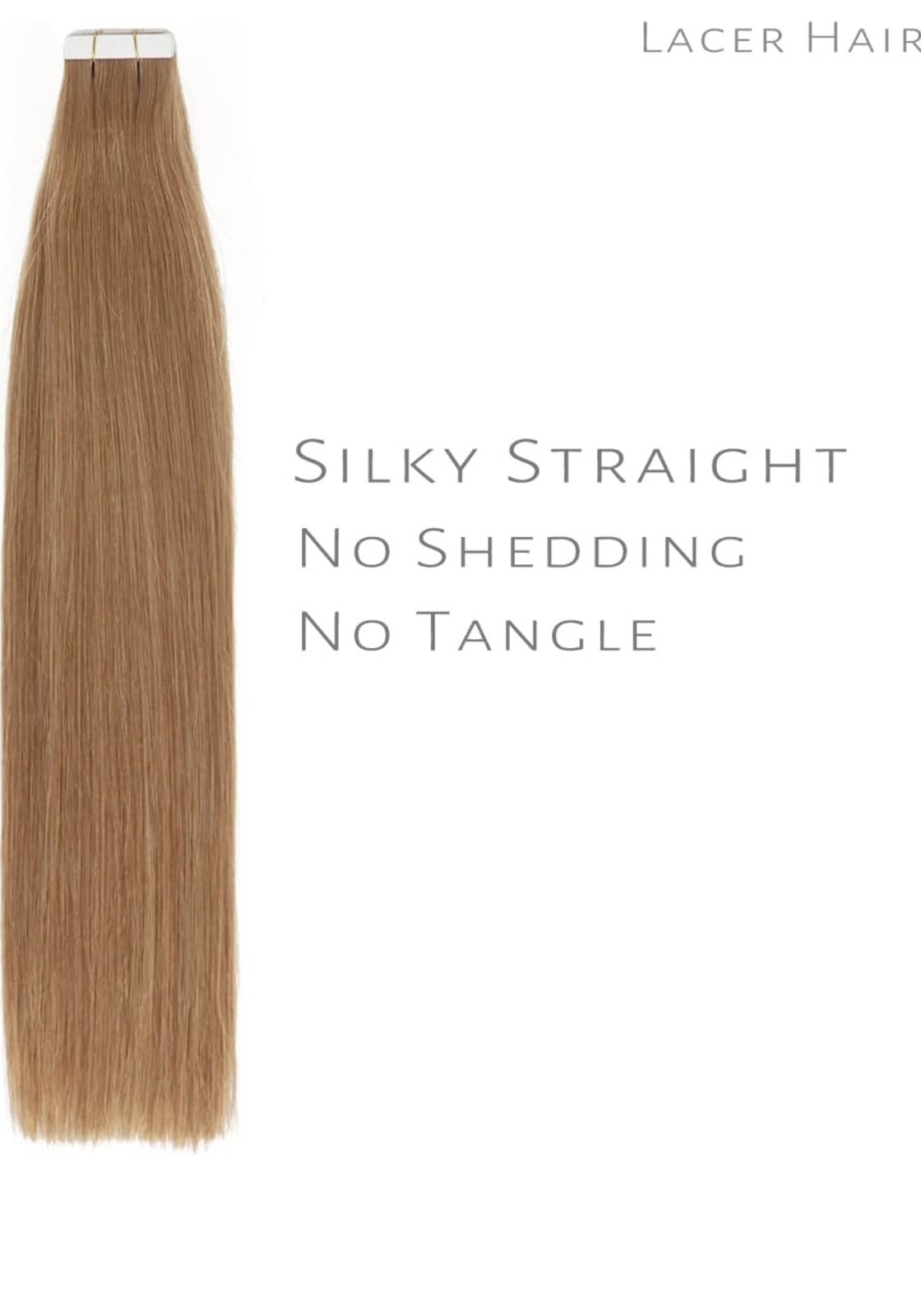Lacer seamless Remy tape in human Hair Extensions auburn blond 16” straight