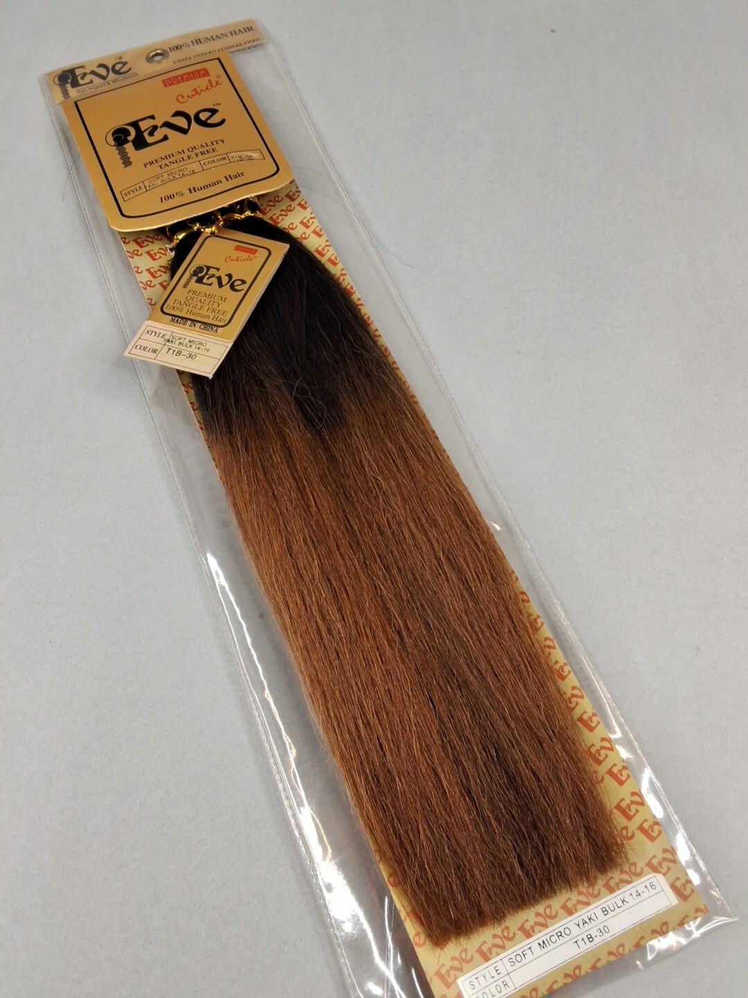 14” 100% Human Hair #T1B/30 Dark Root Brown Straight Yaki Bulk Micro Braid Hair
