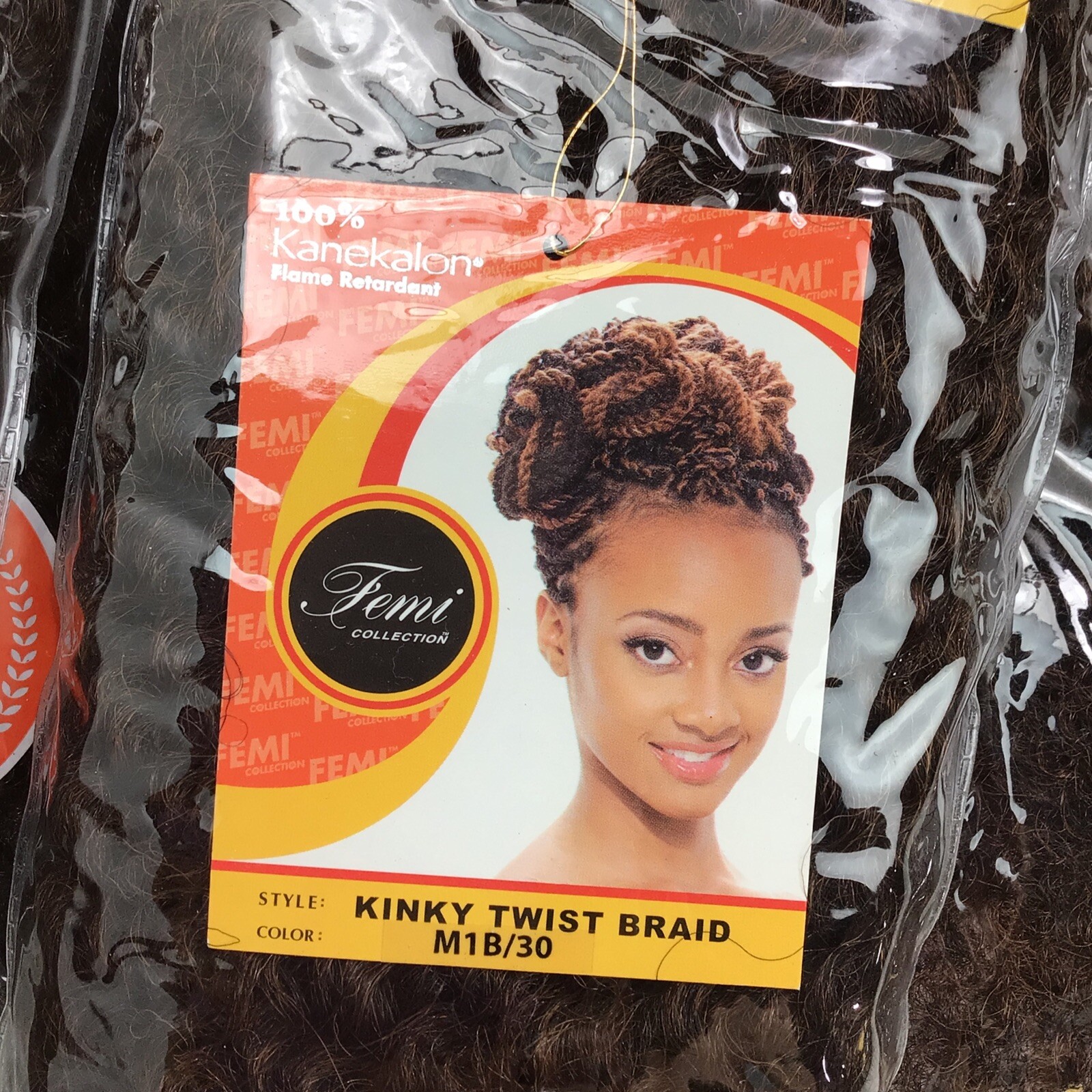 LOT of 6 Femi Collection Kinky Twist Braid 100% Kanekalon M1B/30 FREE SHIPPING
