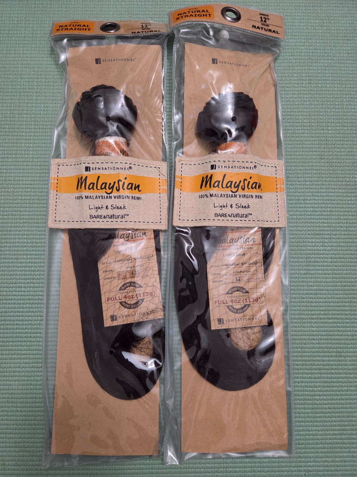 SENSATIONNEL 100% VIRGIN REMI BUNDLE HAIR BARE & NATURAL , 12 inch, 2 packs