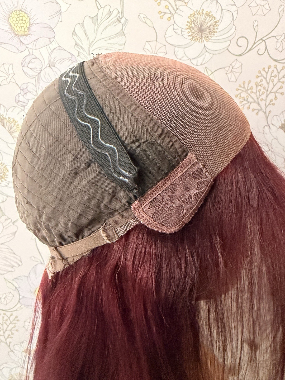 23” Burgundy Wig Human Hair Lace Top 7×5 Closure Wig