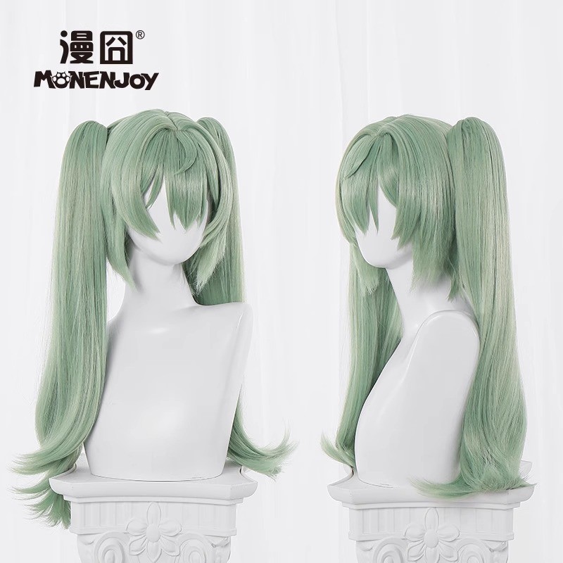 Zenless Zone Zero Corin Wickes Green Long Hair Dual Horsetail Wig Hairpiece Prop