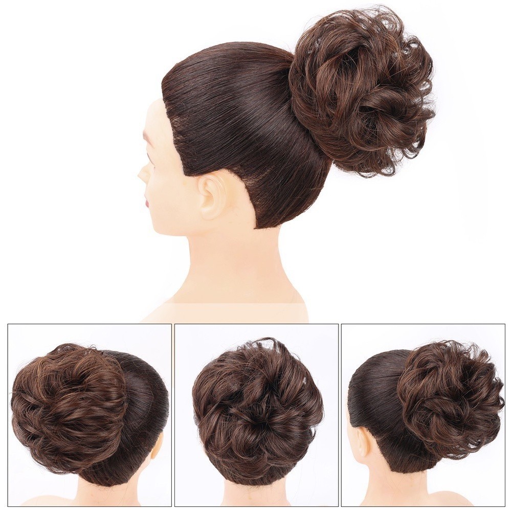 High-Temp Wire Clip-On Bun with Silk-Fake-Hair Feel 17 10 8cm Messy Chic Style