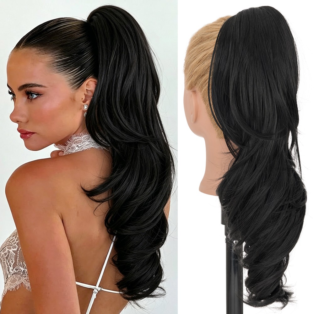 18″ Claw Clip Ponytail Extension Clip On Pony Tails Hair Extensions for Women US