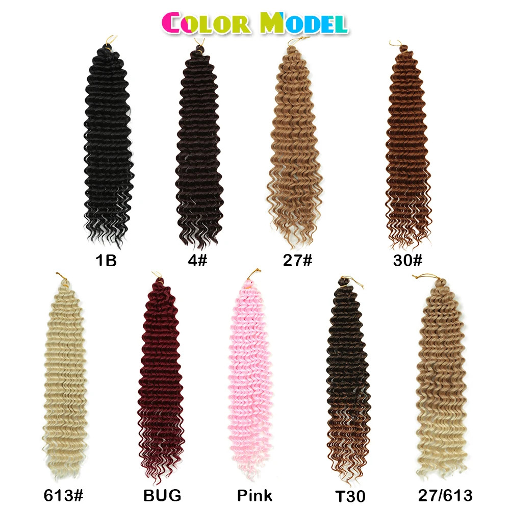 Women’s 22 Inch Soft Ombre Deep Twist Synthetic Crochet Braiding Hair Extensions