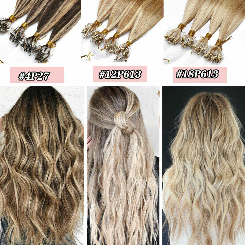 Micro Ring Beads Link Hair Extensions Real Human Hair Russian Remy Hair Straight